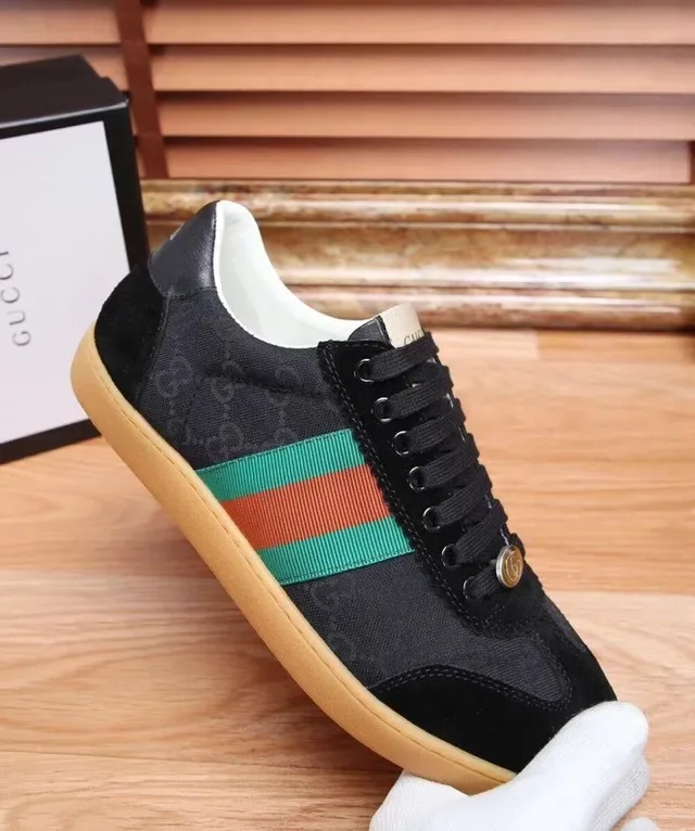 Gucci Tennis 1977 Black Green Orange Web Stripe Lifestyle Sneakers 3