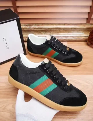 Gucci Tennis 1977 Black Green Orange Web Stripe Lifestyle Sneakers 4