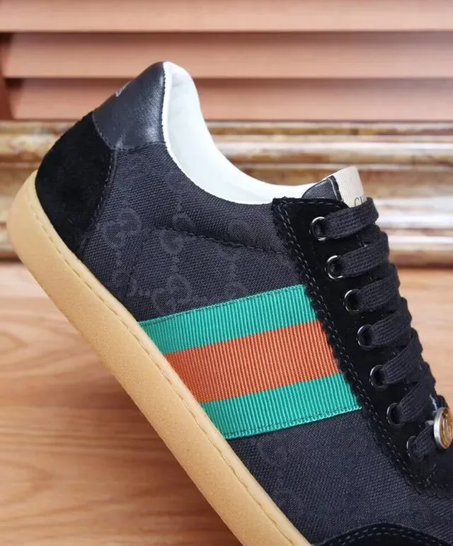 Gucci Tennis 1977 Black Green Orange Web Stripe Lifestyle Sneakers 5