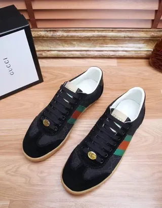Gucci Tennis 1977 Black Green Orange Web Stripe Lifestyle Sneakers 6