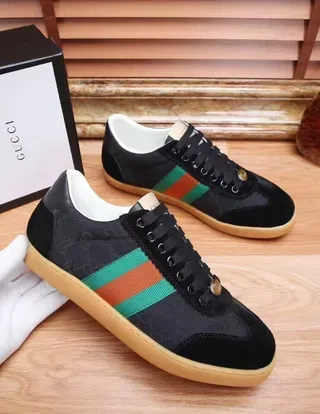 Gucci Tennis 1977 Black Green Orange Web Stripe Lifestyle Sneakers 7