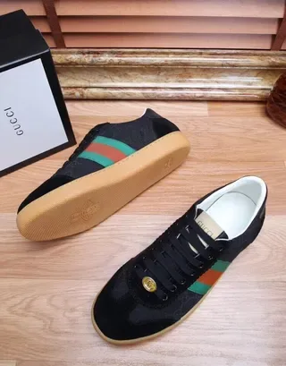 Gucci Tennis 1977 Black Green Orange Web Stripe Lifestyle Sneakers 8