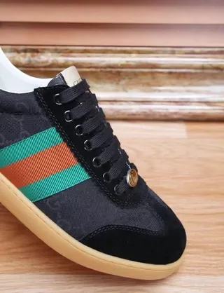 Gucci Tennis 1977 Black Green Orange Web Stripe Lifestyle Sneakers 9