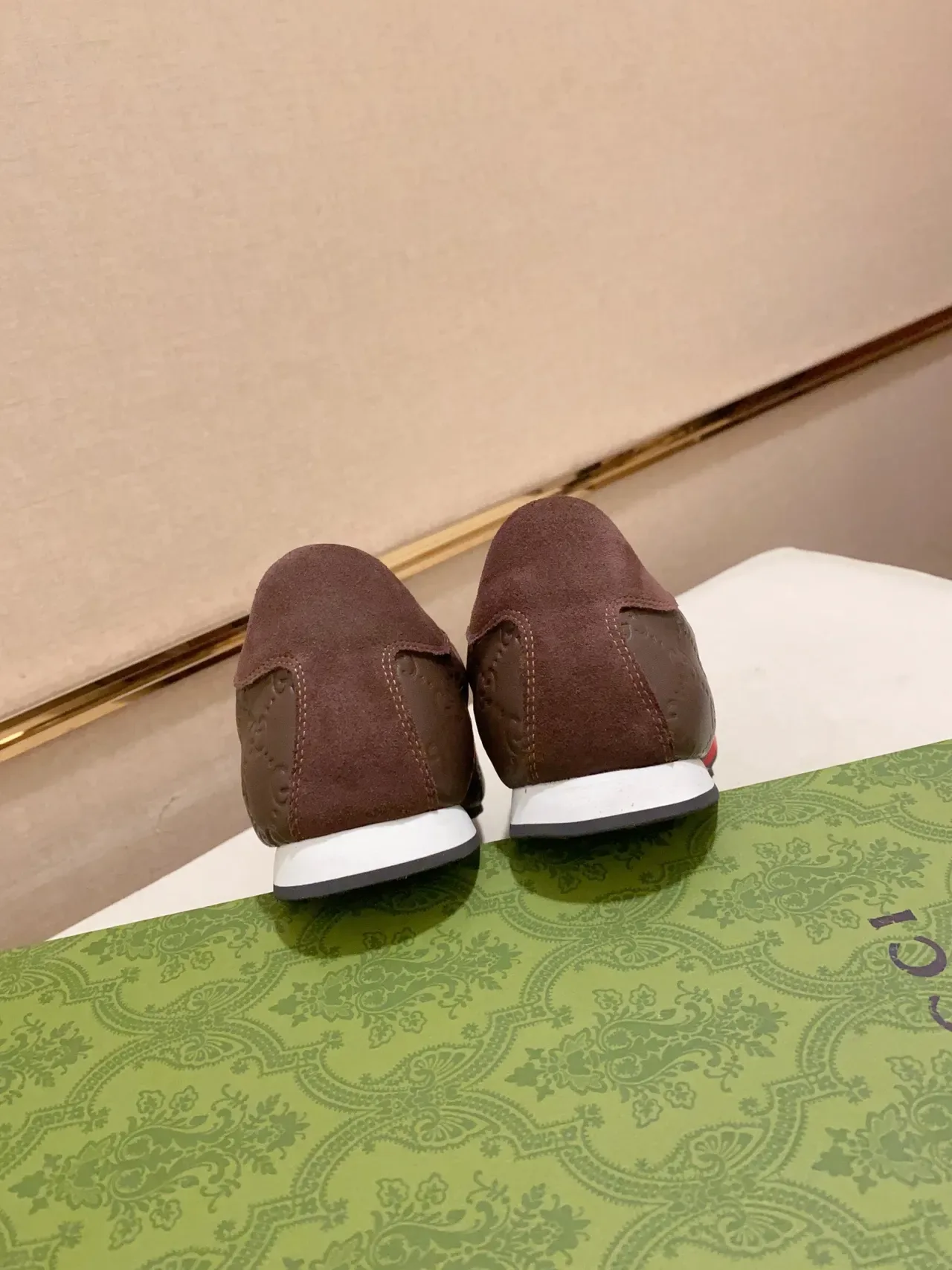 Gucci Tennis 1977 Brown GG-Embossed Leather and Suede Lifestyle Sneakers 3