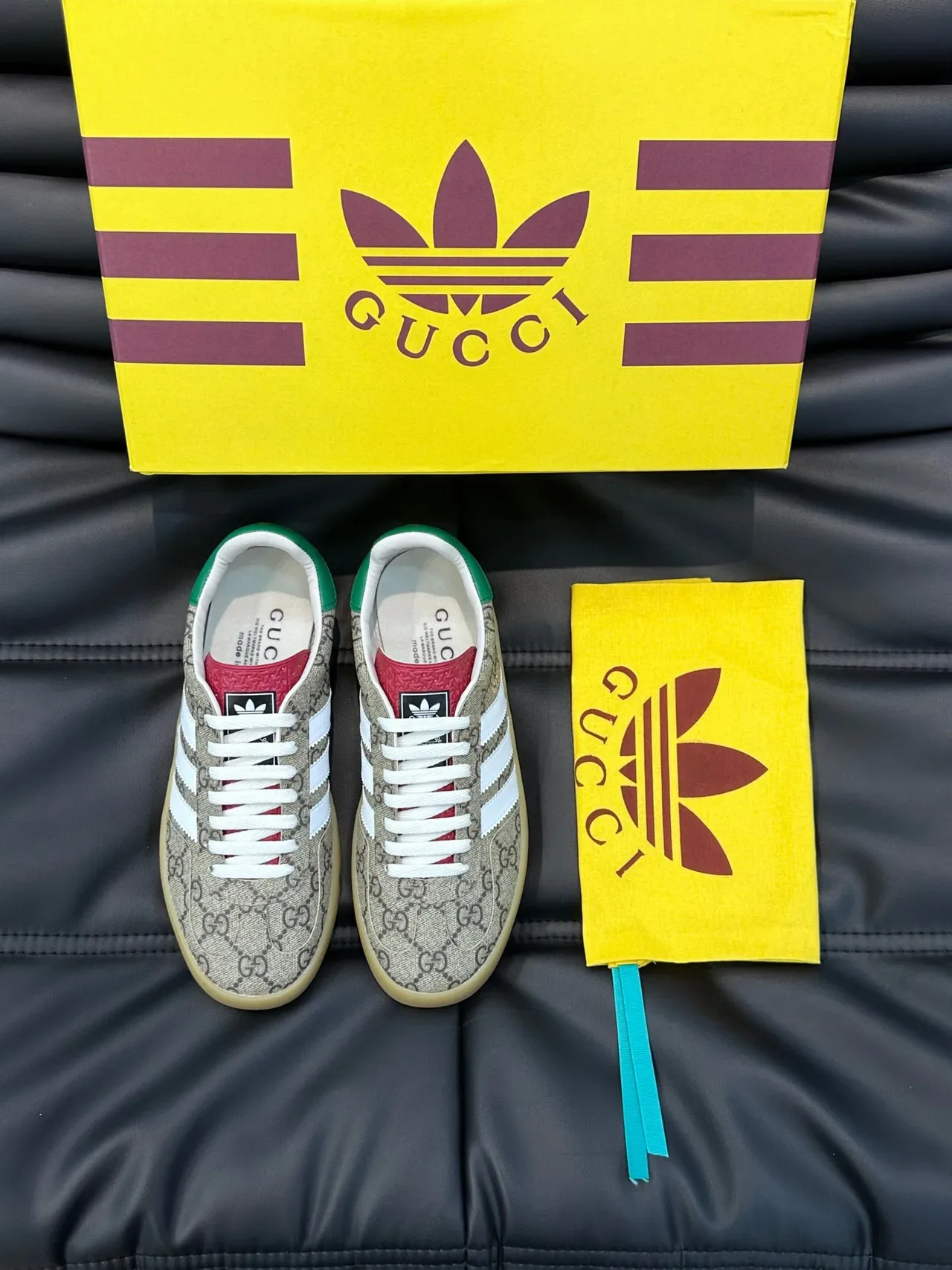 Gucci Tennis 1977 Monogram Canvas White Stripe Green Collar Lifestyle Sneakers 9