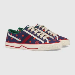Gucci Tennis 1977 Navy Orange Polka Dot Lifestyle Sneakers