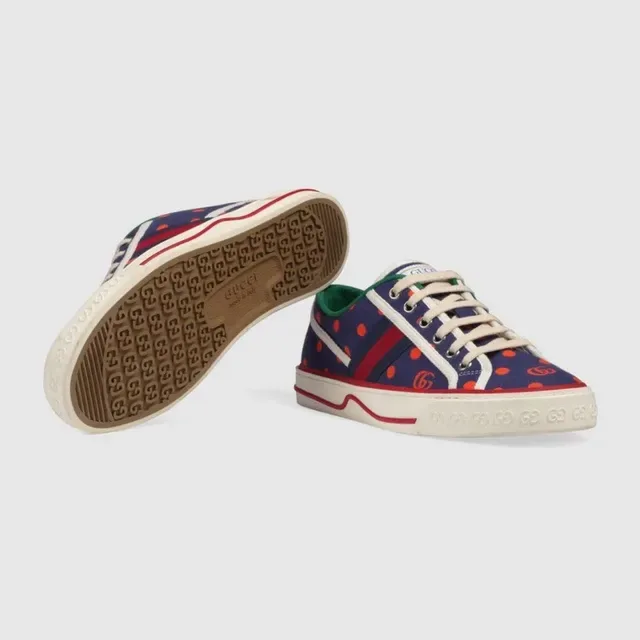 Gucci Tennis 1977 Navy Orange Polka Dot Lifestyle Sneakers 2