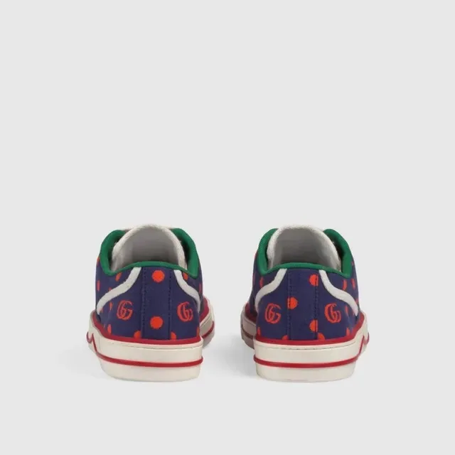 Gucci Tennis 1977 Navy Orange Polka Dot Lifestyle Sneakers 4