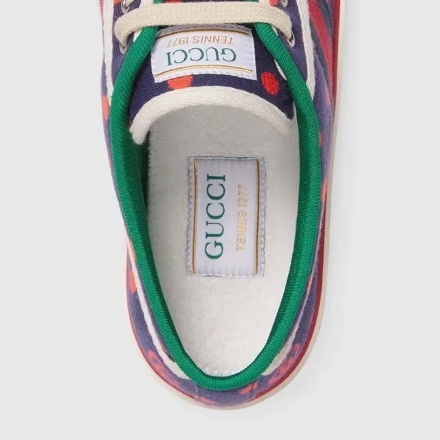 Gucci Tennis 1977 Navy Orange Polka Dot Lifestyle Sneakers 5