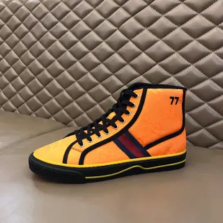 Gucci Tennis 1977 Orange Yellow Monogram High-Top Lifestyle Sneakers