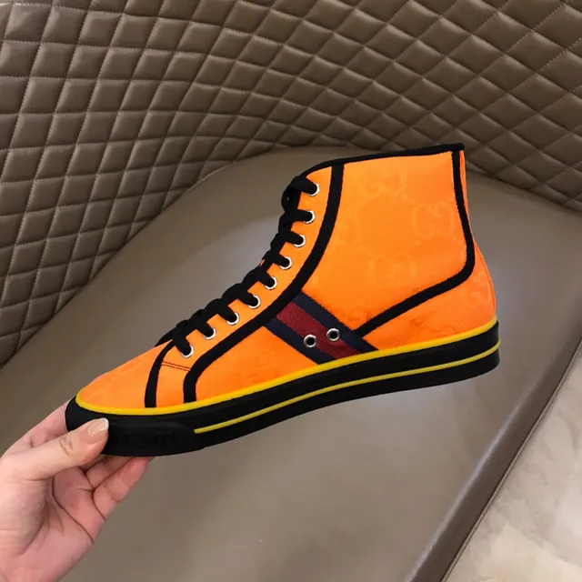 Gucci Tennis 1977 Orange Yellow Monogram High-Top Lifestyle Sneakers 2