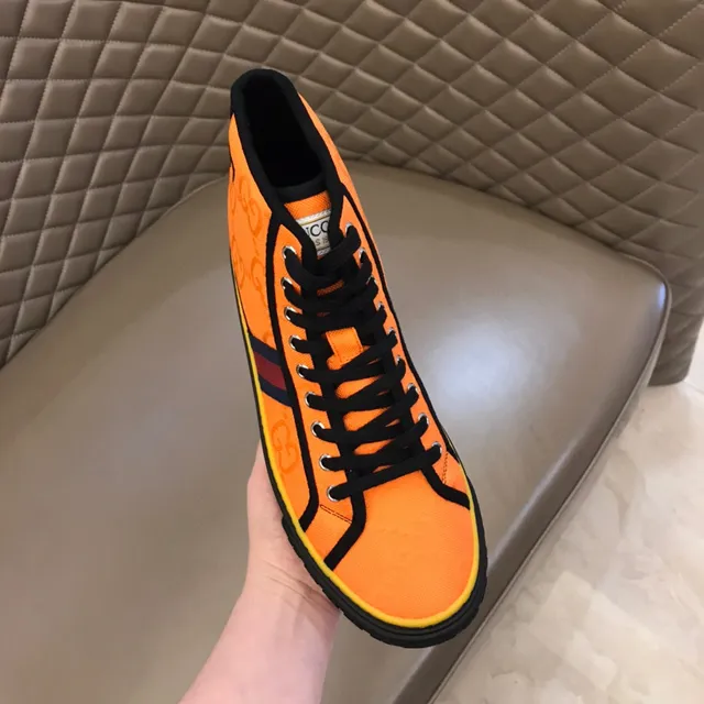 Gucci Tennis 1977 Orange Yellow Monogram High-Top Lifestyle Sneakers 4