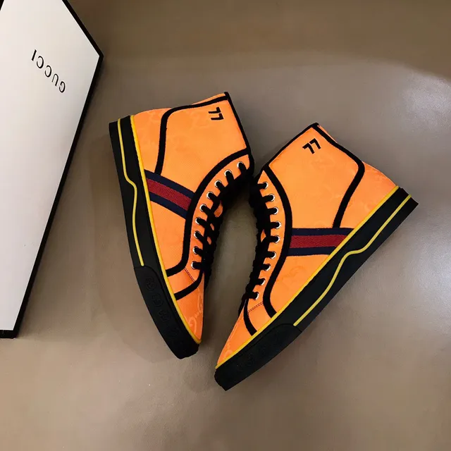 Gucci Tennis 1977 Orange Yellow Monogram High-Top Lifestyle Sneakers 7