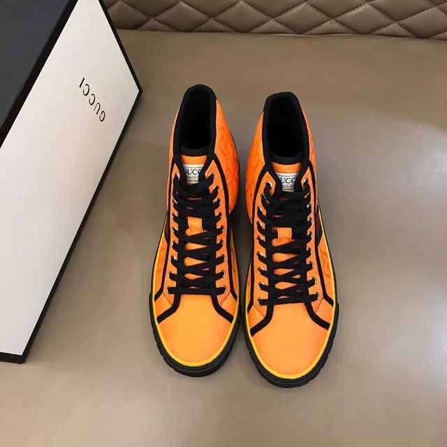 Gucci Tennis 1977 Orange Yellow Monogram High-Top Lifestyle Sneakers 9