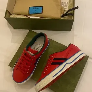Gucci Tennis 1977 Red Black Blue Leather Lifestyle Sneakers