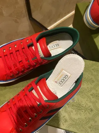 Gucci Tennis 1977 Red Black Blue Leather Lifestyle Sneakers 3