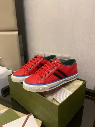 Gucci Tennis 1977 Red Black Blue Leather Lifestyle Sneakers 4
