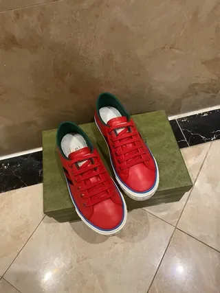 Gucci Tennis 1977 Red Black Blue Leather Lifestyle Sneakers 5