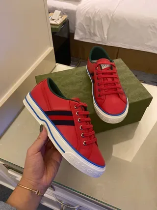Gucci Tennis 1977 Red Black Blue Leather Lifestyle Sneakers 6