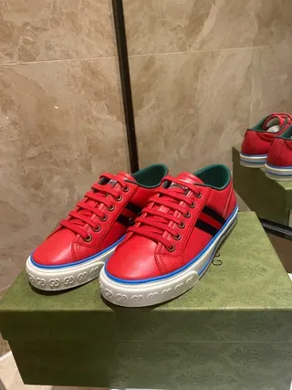 Gucci Tennis 1977 Red Black Blue Leather Lifestyle Sneakers 7