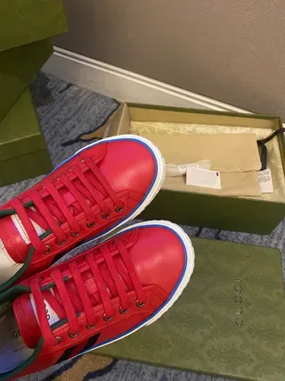 Gucci Tennis 1977 Red Black Blue Leather Lifestyle Sneakers 8