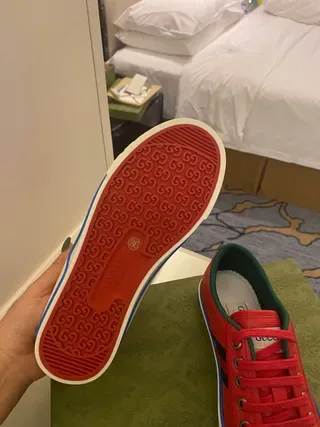 Gucci Tennis 1977 Red Black Blue Leather Lifestyle Sneakers 9