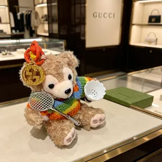 Gucci Tennis Bear হালকা বাদামী বহুরঙা লোমশ টেডি রেনবো নিট সুয়েটার হ্যান্ডব্যাগ