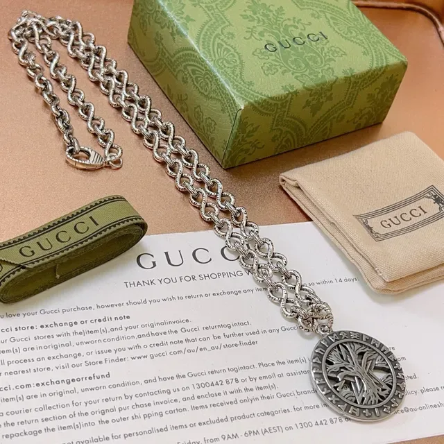 Gucci شجرة الحياة قلادة سلسلة فضية 5