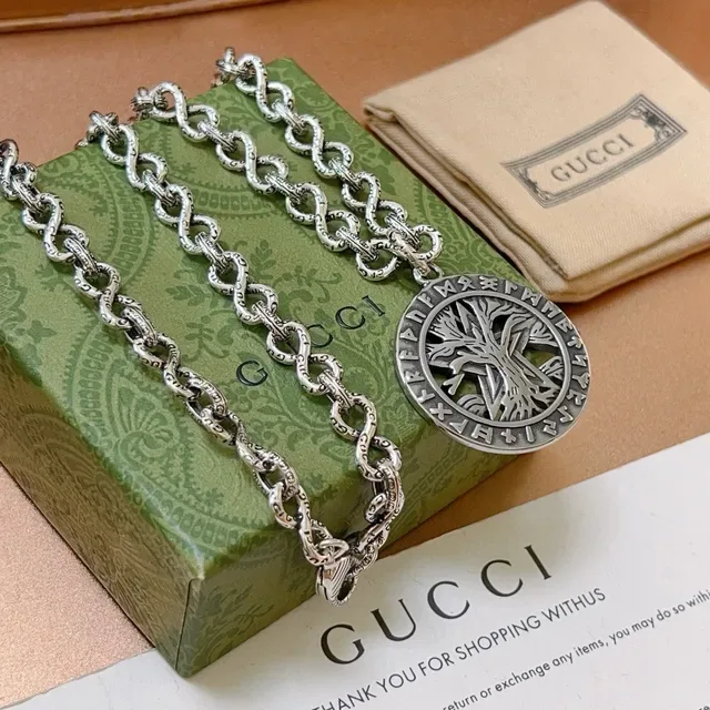 Gucci شجرة الحياة قلادة سلسلة فضية 8