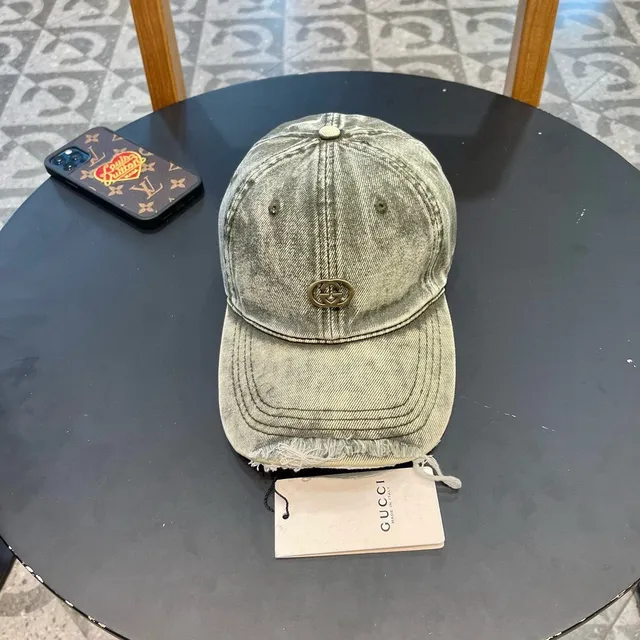 Casquette de béisbol Gucci de denim vert olive lavé 2