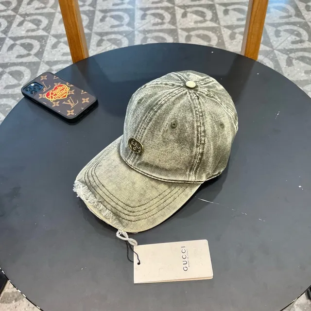 Casquette de béisbol Gucci de denim vert olive lavé 3