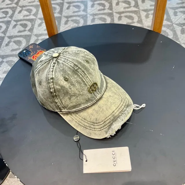 Casquette de béisbol Gucci de denim vert olive lavé 4