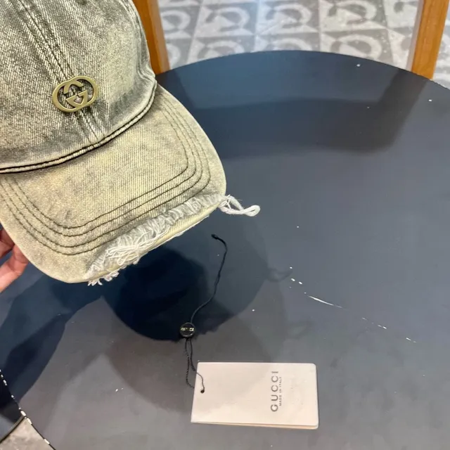 Casquette de béisbol Gucci de denim vert olive lavé 5