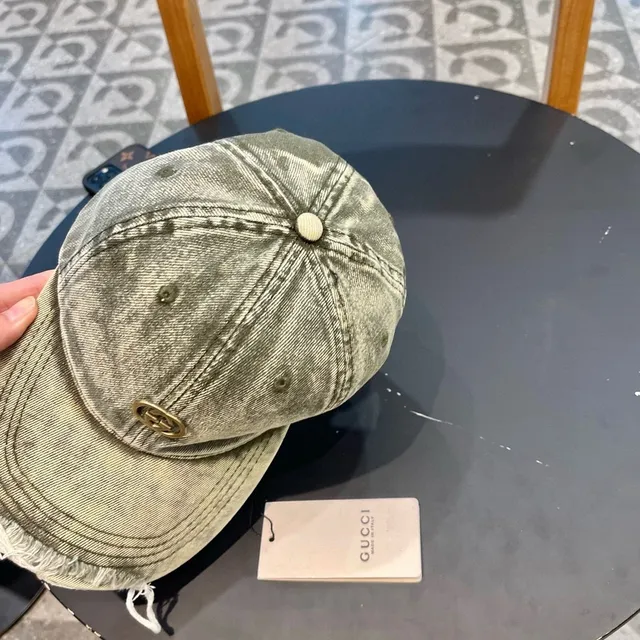 Casquette de béisbol Gucci de denim vert olive lavé 7