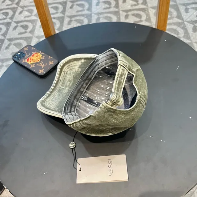 Casquette de béisbol Gucci de denim vert olive lavé 8