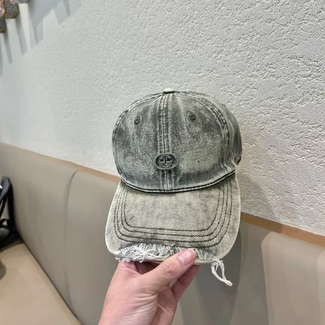 Casquette de béisbol Gucci de denim vert olive lavé 9