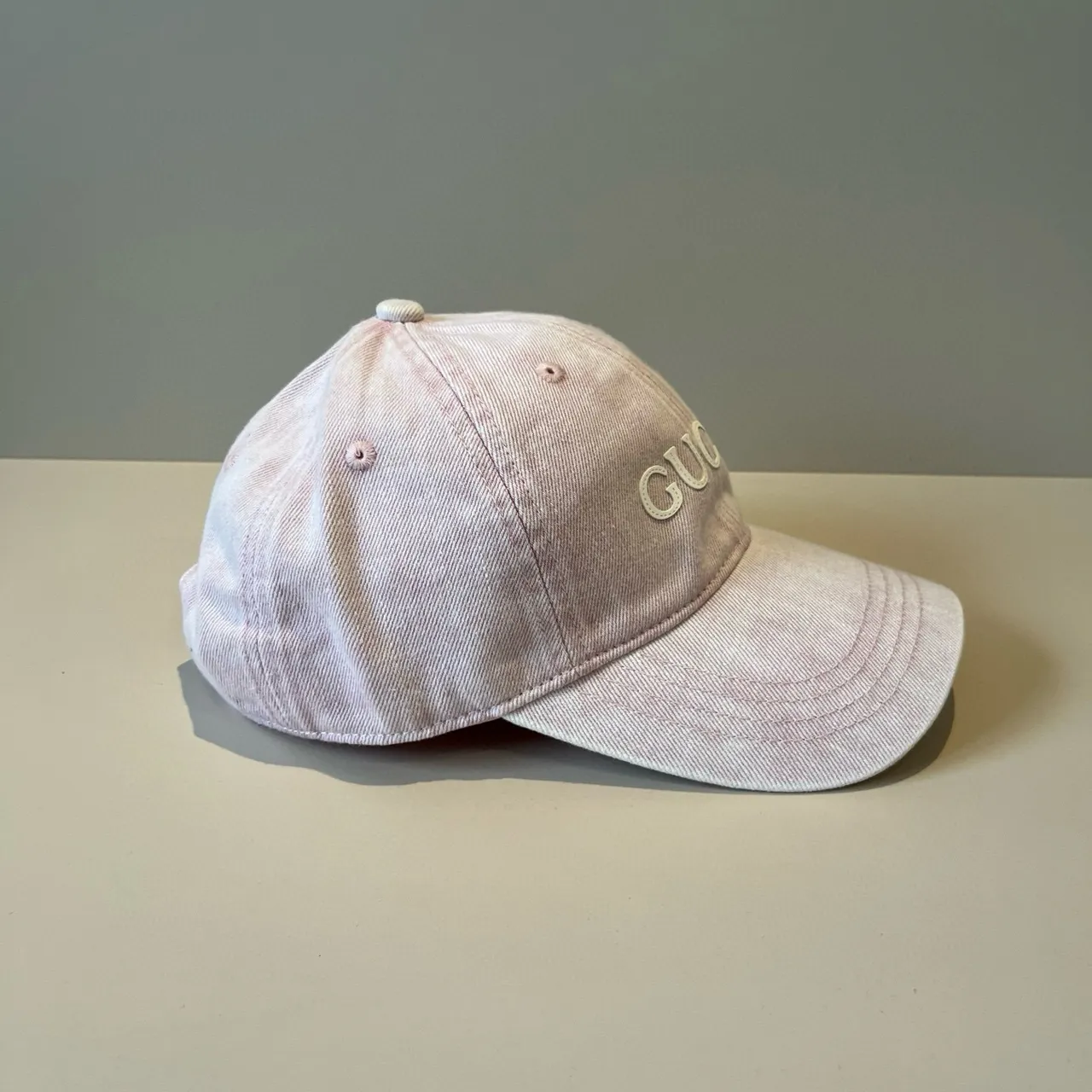 Gucci Washed Pink Denim Baseball Cap 6
