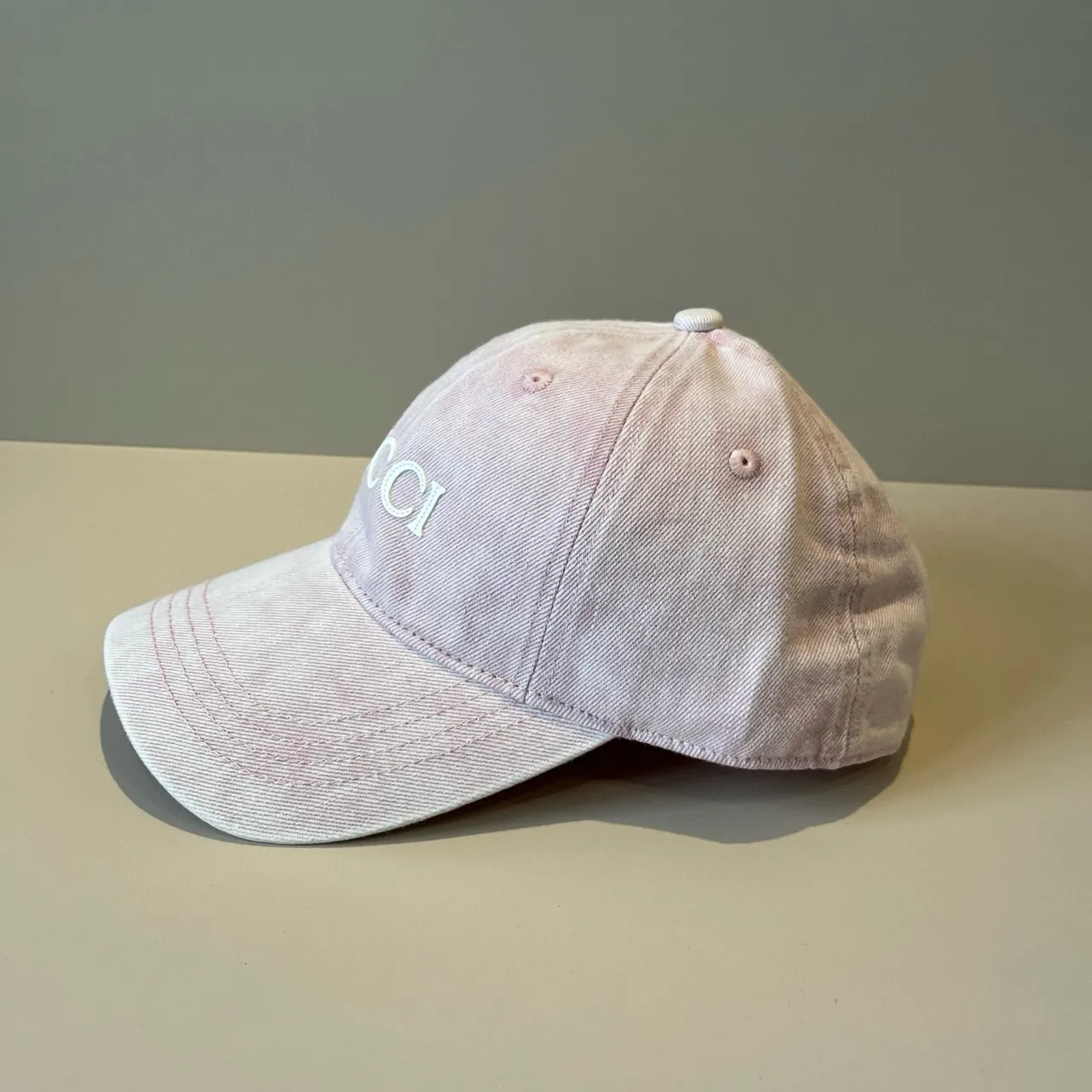 Gucci Washed Pink Denim Baseball Cap 7
