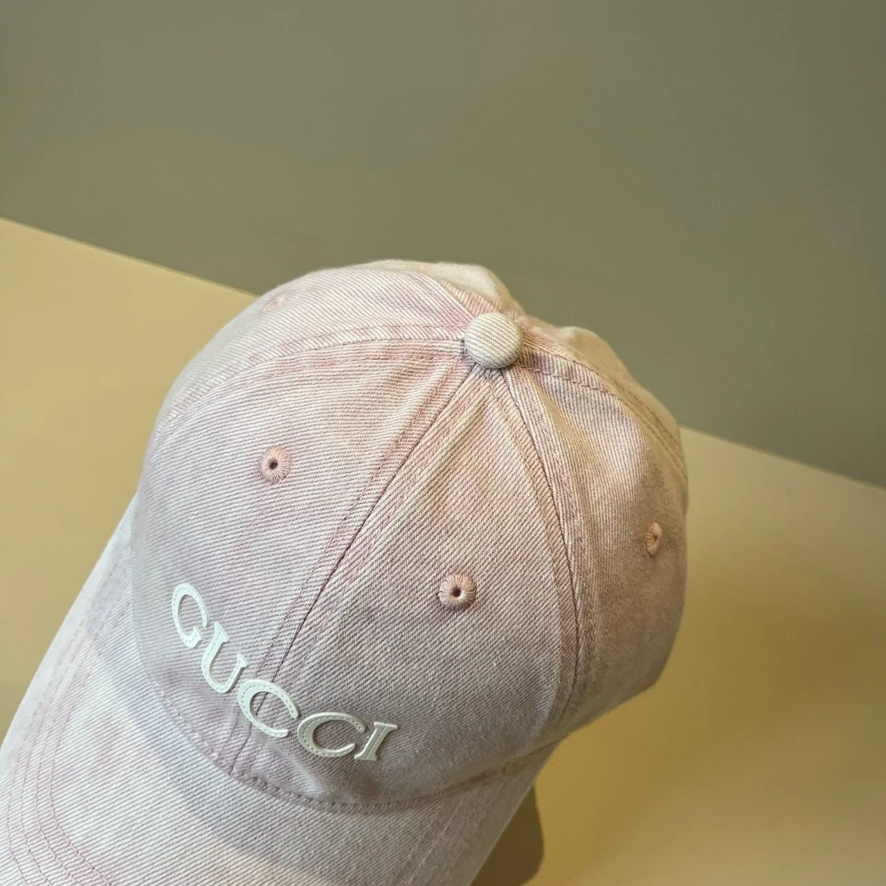 Gucci Washed Pink Denim Baseball Cap 8