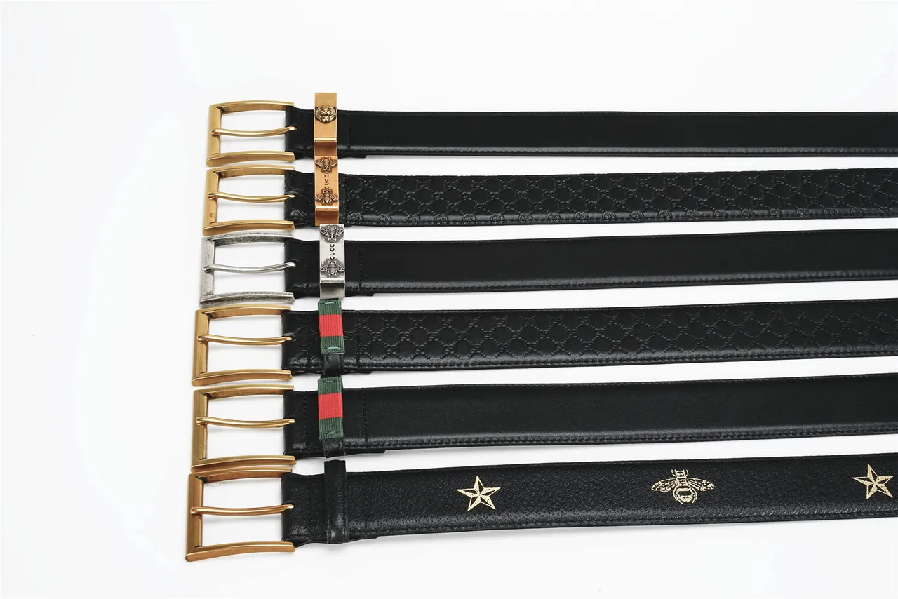 Gucci Web Belt Black Gold Smooth Rectangular Buckle Leather Belt 2