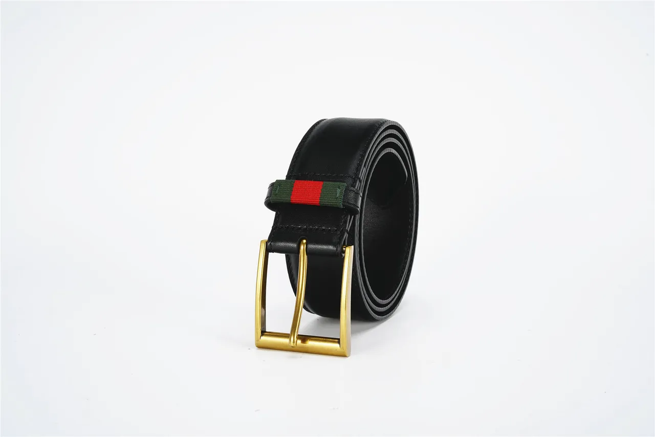 Gucci Web Belt Black Gold Smooth Rectangular Buckle Leather Belt 6