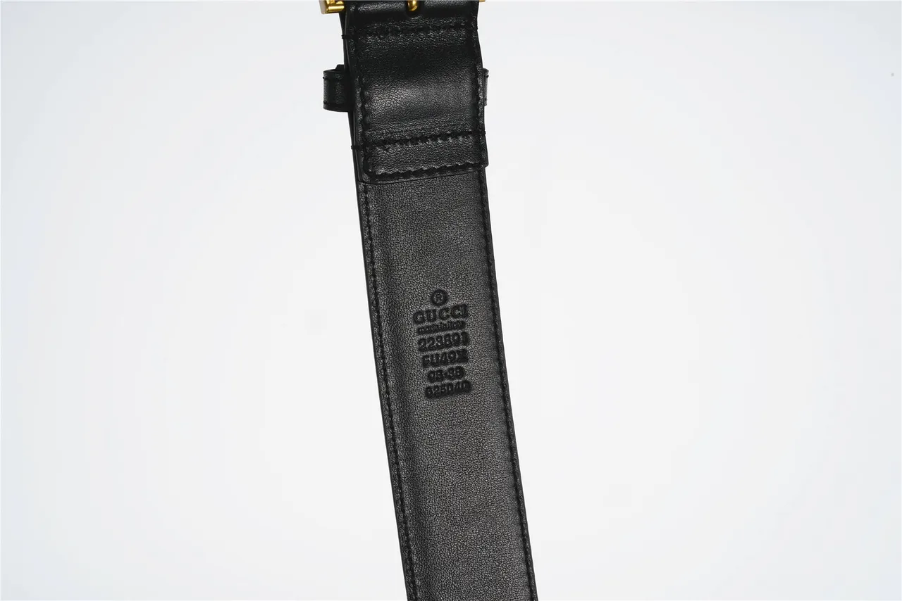 Gucci Web Belt Black Gold Smooth Rectangular Buckle Leather Belt 7