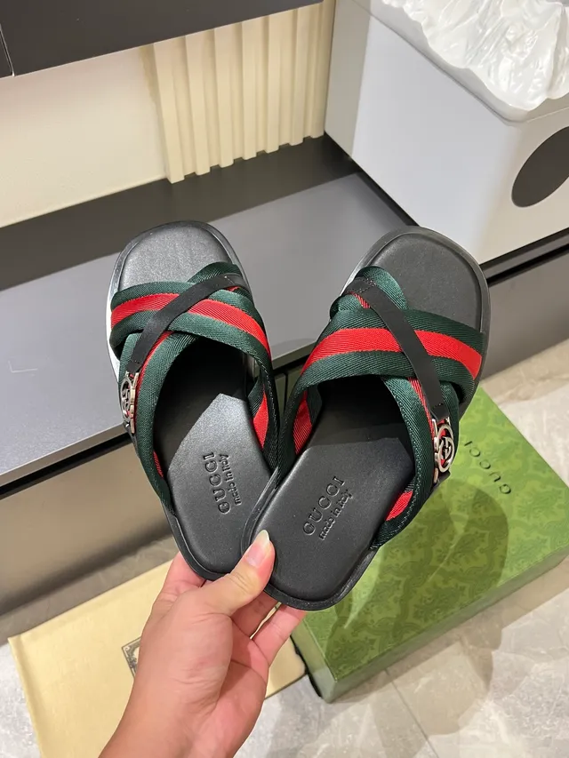 Gucci Web Stripe Interlocking G Slide Slippers 3