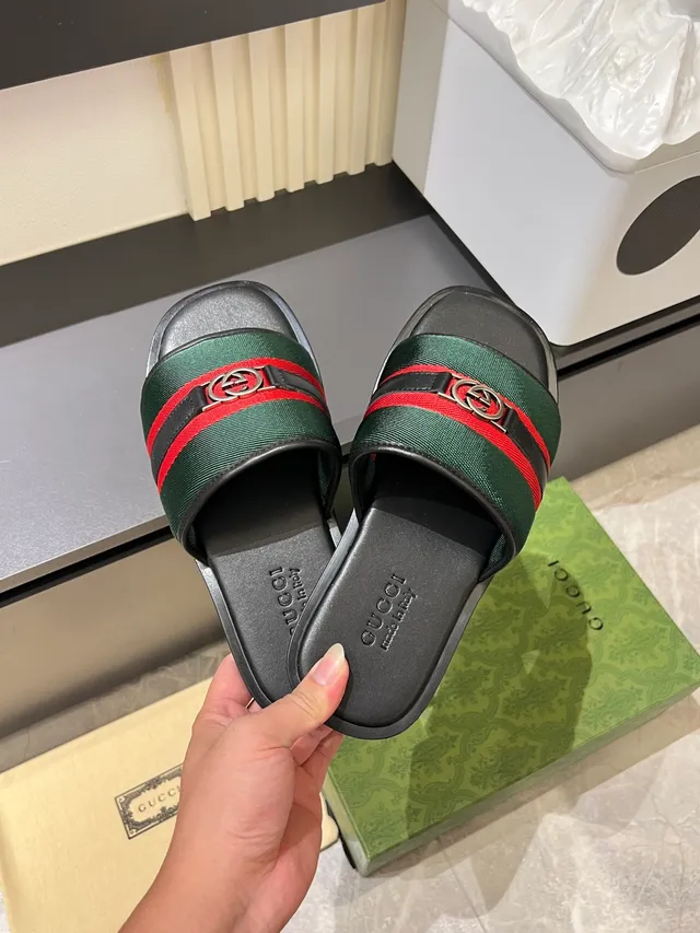 Gucci Web Stripe Interlocking G Slide Slippers 5