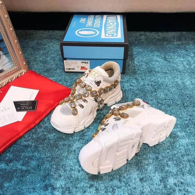 Gucci White Gold Sole Mesh Upper Chunky Sneakers 5