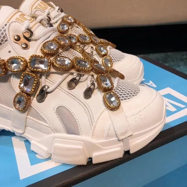Gucci White Gold Sole Mesh Upper Chunky Sneakers 6