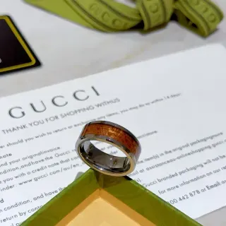 Gucci Wood-Inlay Two-Tone Ring