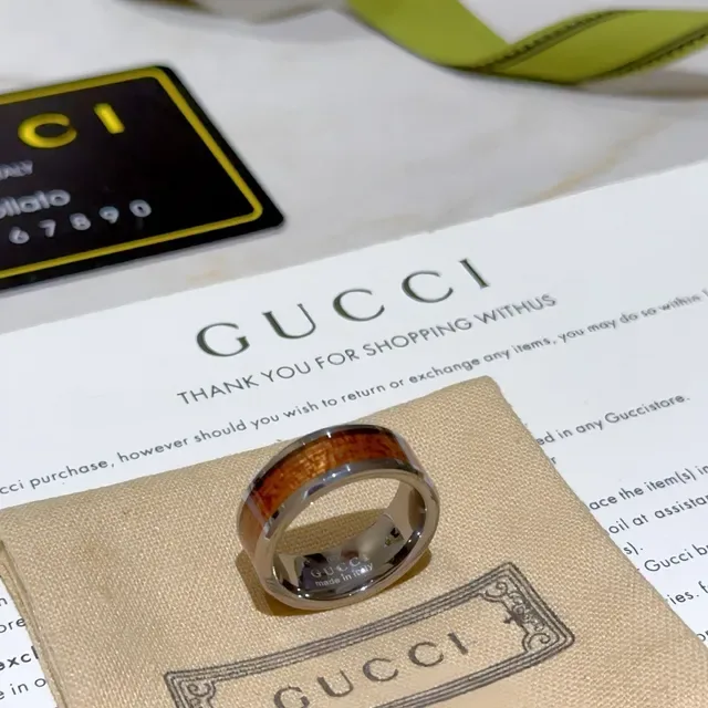 Gucci Wood-Inlay Two-Tone Ring 4