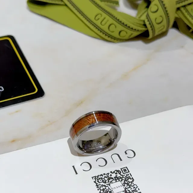 Gucci Wood-Inlay Two-Tone Ring 6