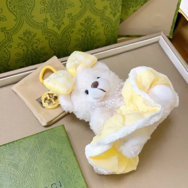Gucci Yellow White Plush Teddy Bear Ruffled Dress 3